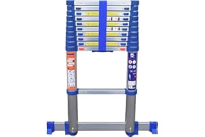 KELI FRANCE KELI - Echelle Télescopique 3,2m en Aluminium, Echelle Pliante Extensible Escamotable, Qualité Professionnelle, Certifiée à 150kg EN131 CE (320 CM)