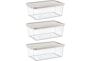 astor24 PREMIUM Aufbewahrungsboxen mit Deckel - lebensmittelecht - sicherer Verschlussclip - transparent - Robuste Qualität - XXL Set für Büro, Kinderzimmer, Küche & Werkstatt (3er Set 16 Liter)