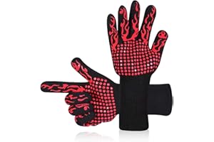 LOVEXIU Gant Cuisine 1 Paire, Maniques Cuisine Anti-dérapant,Gant Cuisine Anti Chaleur, Gant Four résistant à la Chaleur jusqu'à 1472 ° F, pour Four Micro-Ondes, Barbecue, cheminée