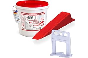 Nivilli KEILY zestaw startowy - 500 x zaczepy + 150 x klin. Bezszczypce, technicznie wysokiej jakości system poziomowania. Najlepsze w korzystnej cenie! (szerokość szczeliny 1,5 mm, grubość materiału