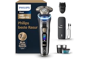‎PHILIPS Philips Rasierer i9000 Prestige Ultra, Nass- und Trockenrasierer für Männer, adriatic, Druck- und Bewegungssensor, 5+1 Bartstyler, Reinigungsstation, UV-Ladecase und Reiseetui (Modell XP9402/46)