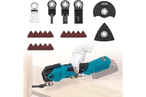 MAKDLY Cordless Oscillating Tool for Makita 18V Battery,Brushless Multi Tools with 5 Variable Speeds to 22000 RPM,Oscillating Tool Kit with 21 Accessories for Removing,Scraping,Cutting(NO Battery)