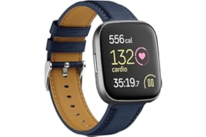 YASPARK Leder Armband für Fitbit Versa 2, Elegantes Echtes Lederarmband für Fitbit Versa 2, Fitbit Versa, Fitbit Versa Lite, Fitbit Versa SE, Lederarmbänder für Männer und Frauen