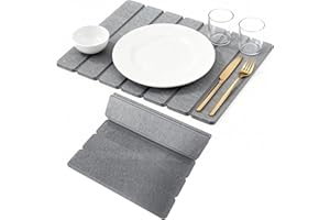 TranRantic 40X30cm Stone Dish Drying Mat for Kitchen Counter, Quick Dry Stone Dish Drying Mat, Foldable Absorbent Diatomaceous Earth Mats for Kitchen Dishes, Home (Grey)