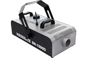 Showlite SN-1500D DMX Nebelmaschine mit Timer und Fernbedienung (1500W, 560m³ Nebelausstoß/min, 12 Min. Aufwärmzeit) silber