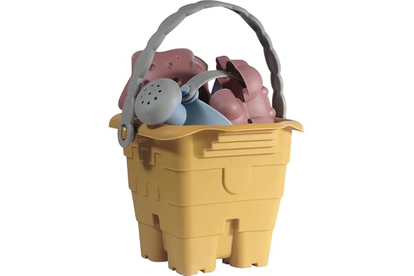 Kindsgut Jouets de sable, en matériau léger et idéal pour les jeunes enfants et les déplacements, dans des couleurs discrètes et de belles formes, 7 pièces, Toni