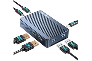 ACASIS 40Gbps M.2 NVMe SSD Enclosure with Cooling Fan, TBU405 Plus with 2*DP1.4, 2*USBA 3.1, 1 USB C 3.1 for M1 M2 Pro/Max, Compatible with USB4/3.2/3.1/3.0/2.0, Support SSD Size 2280 B+M M-Key