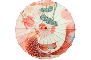 DORCCSI Paper Parasol Oiled Paper Parasol Japanese Umbrella 32 Inch Oiled Paper Umbrella Classical Art Chinese Umbrellas for Women Dance Umbrella Parasol with Bamboo Bone for Costumes Taking Photo Style1