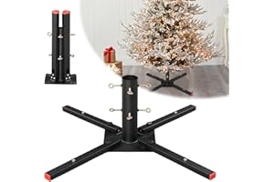 DAKEPOLE Portaárboles para Árboles Artificiales – Adapta Troncos de hasta 38cm de Diámetro con Base Magnética. Base Metálica Robusta, 4 Tornillos Multidireccionales, Acabado Negro Mate Antiarañazos