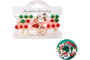 LYMOOR Christmas Bracelet, 4in1 Christmas Bracelets for Kids, Merry Christma Jewelry Charm, Christma Party Bag Fillers, Suitable as a Gift for Daughter and Mother