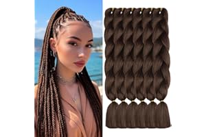 ShowJarlly Meches Tresse Cheveux,24"Rajout Meches Tresse Cheveux,5 Paquets Meches Pour Tresses Africaine, Extension de Cheveux de Fibre Synthétique Pour Crochet Twist (Chocolat brun-4#)
