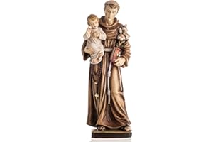 HOLYART Grödnertal Holzschnitzerei Heilige Antonius mit Jesuskind, 12 cm (4.73 inc.)