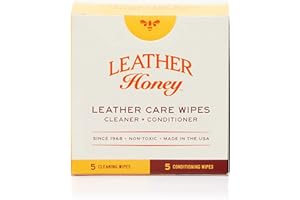 ‎LEATHER HONEY Zestaw Ściereczek Leather Honey Do Ekspresowego Czyszczenia I Renowacji Skóry Kanap, Tapicerki, Torebek I Butów. 5 Nietoksycznych, Gotowy Do Użycia Ściereczek Czyszczących I 5 Do Pielęgnacji