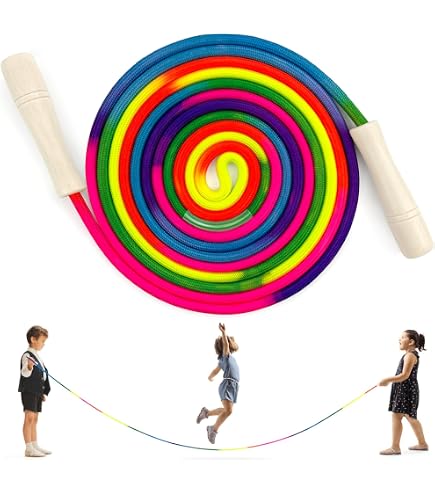 Ogetok Corda Per Saltare Lunga 5 Metri In Cotone – Multiplayer Per Adulti E Bambini, Manici In Legno
