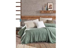 BOHORIA® Narzuta klasy premium, 100% bawełna, Öko-Tex®, dwustronna, o splocie waflowym, na łóżko, sofę, bardzo duża, 220 x 240 cm (The Urban Loft) (Emerald)