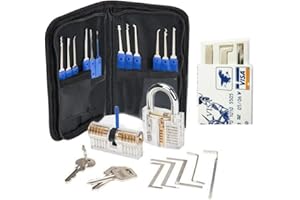 NAMA 30 Pieces Lock Picking Tool Set With 2 Transparent Training Locks and Updated Version Card Kit - 4 Training Levels for Beginner and Locksmith