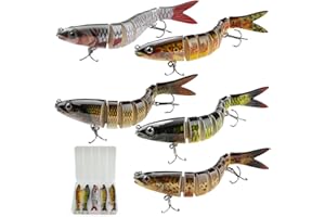 GlasFlength 5 Pezzi Esche da Pesca, Artificiali Esca Artificiale Spinning Mare Multi Segmento Artificiali Spinning Mare Spigola per Acqua Dolce Acqua Salata Luccio Spigola Trota 19g/13,3cm