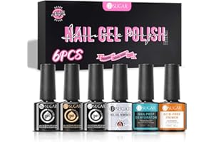 ‎UR SUGAR UR SUGAR Top Base Coat Gel UV, UV Nagellack Base und Top Coat, Nail Dehydrator and Primer Acid-free, 7ML Reinforcement Gel, Nail Gel Remover Nagelset 6 Flaschen für Nail Art