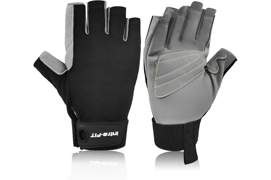 Intra-FIT Climbing Gloves Rope Gloves, Half Finger Belay Gloves