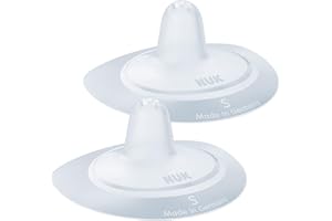 NUK Nakrętki do karmienia piersią | ochrona przed ranami brodawek sutkowych | cienki silikon | rozmiar S (16 mm) | 2 sztuki