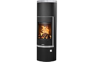 Justus 5693 11 Faro W+ 2.0 Kaminofen Stahl Schwarz mit Speckstein-Abdeckplatte/A+