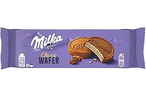 Milka, Choco Wafer, Wafer Croccante e Goloso con una Copertura di Cioccolato al Latte Milka, con Latte Alpino, Cacao Sostenibile, 180g (6 merende da 30g)