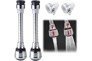 BOGORO Juliyeh Rubinetto Cucina Aeratore Rubinetto Rotante a 360° 2 Pezzi Ugello di Estensione Rubinetto Universale Risparmio Acqua Modalità Spruzzo Antispruzzo Decalcificazione Accessori