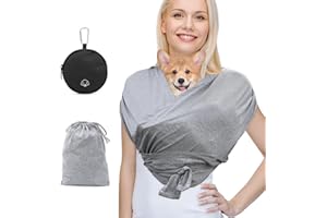 FIDWALL Torba do noszenia psa, bez użycia rąk, przednia torba dla małych psów, torba dla kotów, podwójny pasek na ramię, wolne ręce, zmniejsza ból pleców, z torbą treningową dla psów (szara, L)