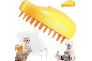 JIASHA Parowa szczotka dla kota 3 w 1, samoczyszcząca szczotka do pielęgnacji kotów, psów, zwierząt domowych, do usuwania splątanych i luźnych włosów (banan)