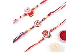 KSJONE Set of 3 Kids Rakhi for Brother Raksha Bandhan Fancy Rakhi for Kids Rakhi for Little Brother & Boys Raksha Bandhan Gift for Your Brother