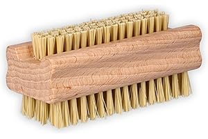 ToolSpace 1x Brosse a Ongles pour les mains Main Bois Manucure Pedicure Poil Dur Brossé à Nettoyer Nettoyant pour les Ongles Pieds Mains Soies d'Agave Récurer Beau Design Bois Naturel 1 Pièces