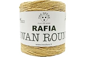 FILATI ITALIANI Rafia Swan Round 100% ecologica da 150g - 250 metri per le tue borse handmade estive o cappelli (-natural - ROUND)