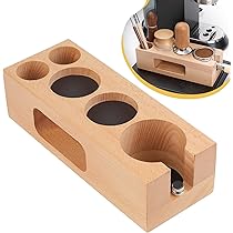 Mucek Tamperstation 58 mm, tamperstation 51 ~ 58 mm hout voor barista- accessoires, houten koffiestamperstation voor koffie tamperstation zeefdrager instelbaar 7 gaten walnoot