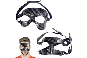 Lumeclat Pacco da 2 Maschere Protettive Nasali in Fibra di Carbonio per Sport Come Calcio, Basket e Softball – Regolabile, Protezione Efficace per Danza, Spettacoli e Attività di Bar, Motivo in Twill