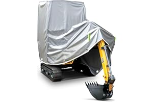 MRWIZMS MiNi Excavator Cover (for 800-1800kg Mini Excavators), MiNi Digger Cover- Waterproof and UV-Resistant, Digger Cover with Bottom Metal Ring Design. Excavator Cover Features Reflective Strips.