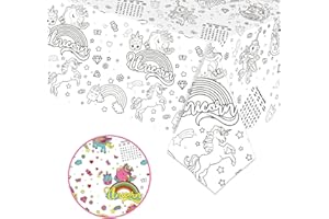 POPOYU Coloring Tablecloth for Kids,137*274cm Giant Colouring Table Cloth,Paper Tablecloths Unicorn Rectangular Table Cover for Parties,Art Coloring Educational Tablecloth Party Supplies for Boys Girls