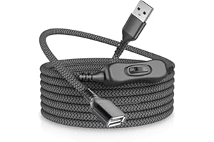 RUXELY Kabel przedłużający USB z przełącznikiem 1 M, złącze typu A męskie na żeńskie, przedłużacz z przełącznikiem ON/OFF do obsługi (danych i energii) do lampy LED USB, klawiatury