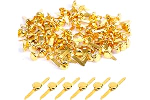 GIONAR 200 Pièces Attaches Parisiennes, à Tête Métal Ronde Or Brads 8mm x 18mm Mini Brads en Métal Rond pour Scrapbooking Clips de Lettres Décorations Artisanales(Or)