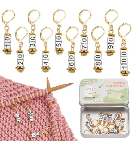 NBEADS Nombre Marqueurs De Points Crochet, 15cm Fermoir Verrouillage Marqueur De Point Numéro Compteur De Rangée De Tricot Chaînes Avec Pendentif Pour Tricot Tissage Couture Quilting Bijoux