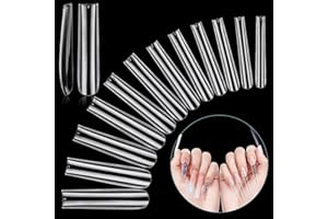 LIONVISON 3XL Faux Ongles Carrés Effilés Extra Longs, 240 Pcs Clairs Droits Faux Ongles pour Ongles en Acrylique, 12 Tailles Couverture Complète Presse sur pour Salon de Manucure