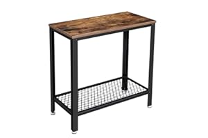VASAGLE Side Table, Bedside Table, Sofa End with Mesh Shelf, for Living Room, Bedroom, Industrial Style, Rustic Brown and Black LET31BX