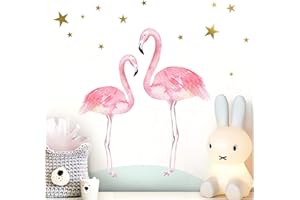 Little Deco DL212-7 - Adhesivo decorativo para pared, diseño de flamencos, animales y estrellas, 50 x 32 cm