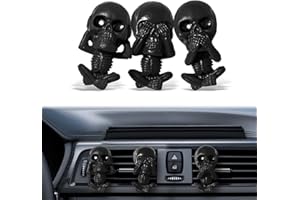 ‎PLUSYES PLUSYES Totenkopf Auto Lufterfrischer Clips, Gothic Deko Innenraum, Horror Halloween Skelett Auto Accessoires, Lustiges Geschenk für Männer und Frauen