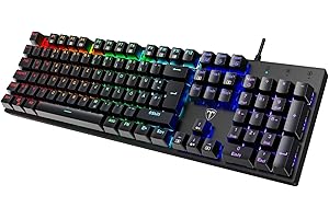‎RISOPHY RisoPhy Mechanische Gaming-Tastatur, RGB 104 Tasten, ultraschlanke LED-Hintergrundbeleuchtung, kabelgebundene USB-Tastatur mit blauem Schalter