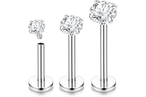 Chriscoco 16G/18G G23 Titanio Piercing Labret Piercing Trago Piercing Labbro Piercing Orecchio Piercing Naso Medusa Cartilagine Piercing Helix - 6/8/10MM