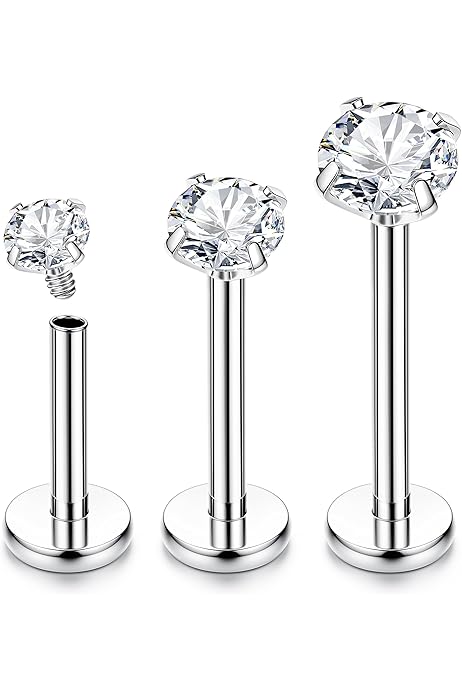 Piercing Naso E Orecchio Acciaio Chirurgico - Senza Filo, Anallergico, Con CZ - Foto 3