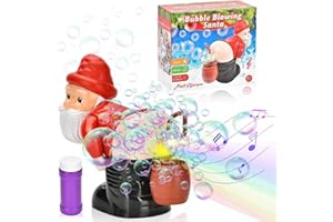 TOPJOWGA Maszyna do baniek mydlanych na Boże Narodzenie, Święty Mikołaj, automatyczna maszyna do baniek mydlanych, z oświetleniem i muzyką, zabawny prezent