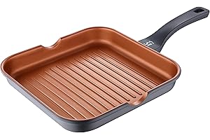 SAN IGNACIO Bronze | Poêle grill antiadhésive de 28 x 28 x 4,5 cm | en fonte d'aluminium | distribution efficace de la chaleur | avec manche Soft Touch | convient à tous les types de cuisinières