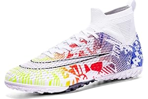 sudorun Chaussures de Football Homme Garçon Enfants Turf TF Chaussures de Futsal Indoor Adolescents High Top FG Spike Chaussures de Sport en Plein