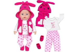 CARREUTY Słodkie ubranka dla lalek, kompatybilne z lalkami 35–43 cm, z bluzką, kamizelką, spodniami i skarpetkami, kompatybilne z lalką Baby Annabell 35–43 cm